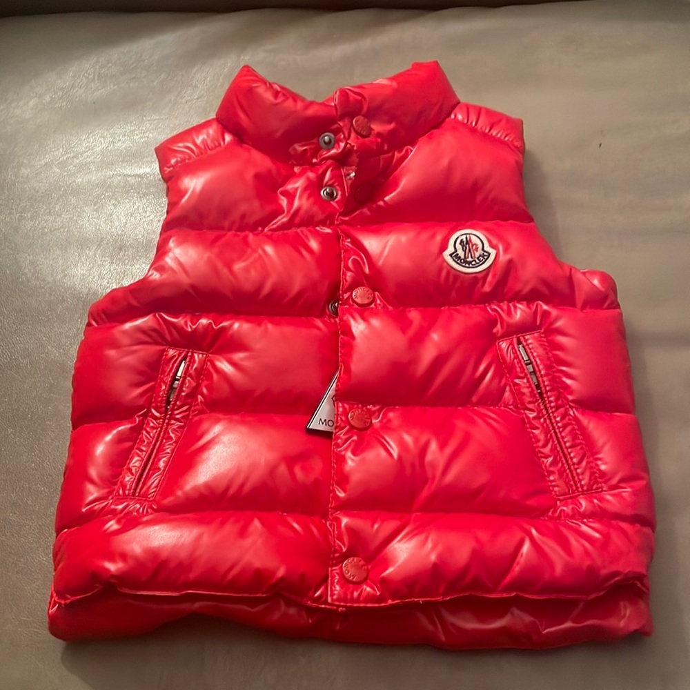 Red moncler vest 9-12 month